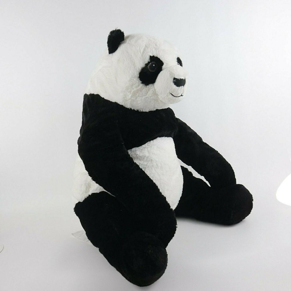 Ikea Djungelskog 20 inch Realistic Plush Panda Bear Black White Embroidered Eyes